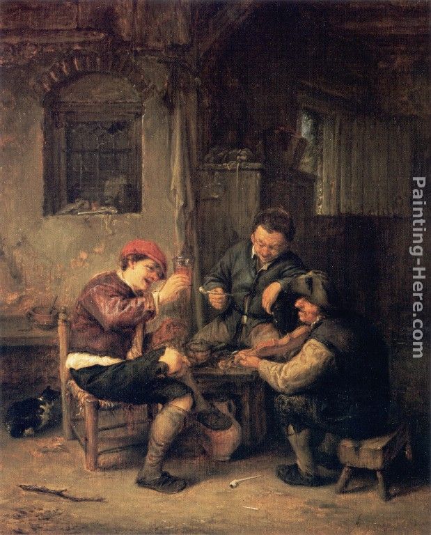 Three Peasants at an Inn painting - Adriaen van Ostade Three Peasants at an Inn art painting
